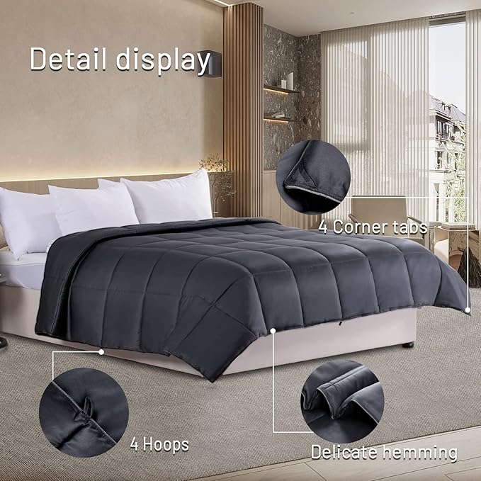 NEXHOME PRO Cooling Lightweight Comforter Super King, Organic Natural Viscose from Bamboo Duvet Insert?Down Alternative Summer Bedding Blanket for Hot Sleepers,8 Corner Tabs(98"x 120")