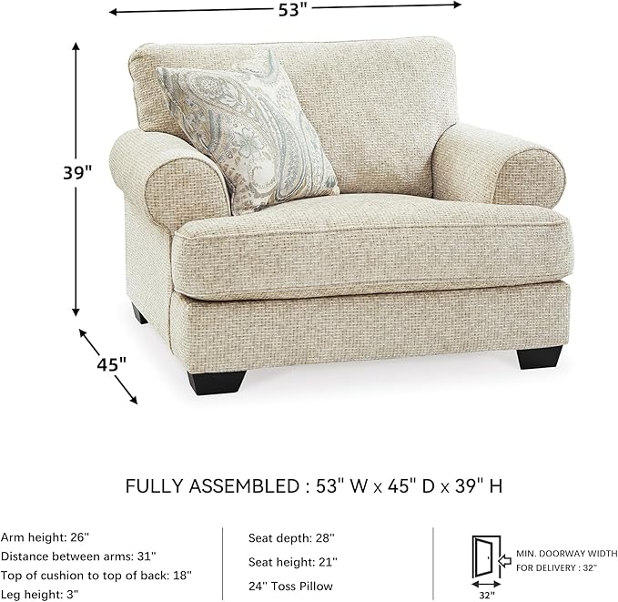 Signature Design by Ashley Monaghan Classic Upholstered Oversized Chair with Reversible Cushion, Beige