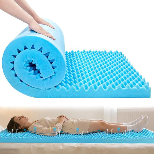 72 * 24 * 3inch Egg Crate Foam Pad Cuttable Egg Carton Foam Padding for Support, Air Circulation, Pressure Relief Weight Distribution,Blue