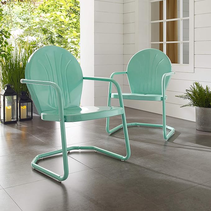 Crosley Furniture Griffith Outdoor Chair, Retro Metal Patio Chairs for Dining, Porch, Deck, Balcony, Aqua - Image 18