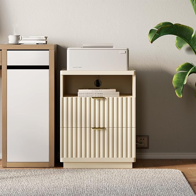Night Stand Set 2, Nightstand with Charging Station, Night Stand with Open Shelf and 2 Drawers for Bedroom, Side Table Bedside Table with USB Ports & Outlets, Small Nightstand End Table - Image 8