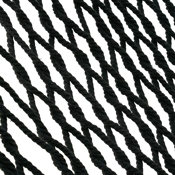 Lazy Daze Hammocks 12FT Double Rope Hammocks, 2 Person Hand Woven Cotton Hammock with Spreader Bar, Carabiner, Tree Strap, Chain for Outside, FIT 13-15 FT Stand, Max 450 Lbs, Black - Image 2