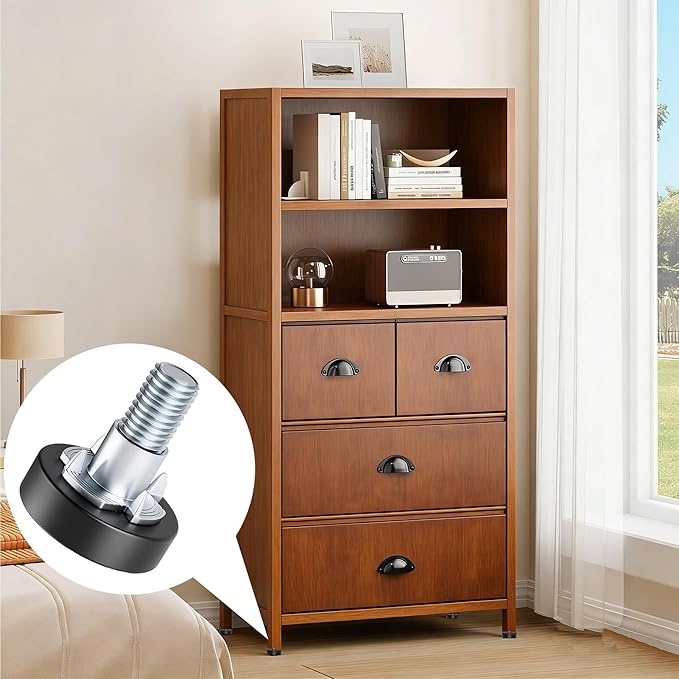 12 Pack 1/4"-20 UNC Furniture Leveling Feet, Adjustable Heavy Duty Leg Levelers for Tables, Chairs, Cabinets & Shelving Units - Screw-in Glides Replacement for Uneven Floors