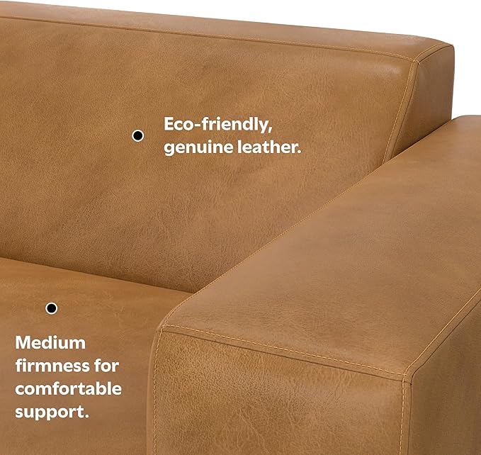 SIMPLIHOME Rex Right-Arm Sofa Module in Full-Grain Genuine Leather, Sienna, 44-inches Wide, Handcrafted Modern-Style Right-Arm Accent Chair for Living Room and Family Room