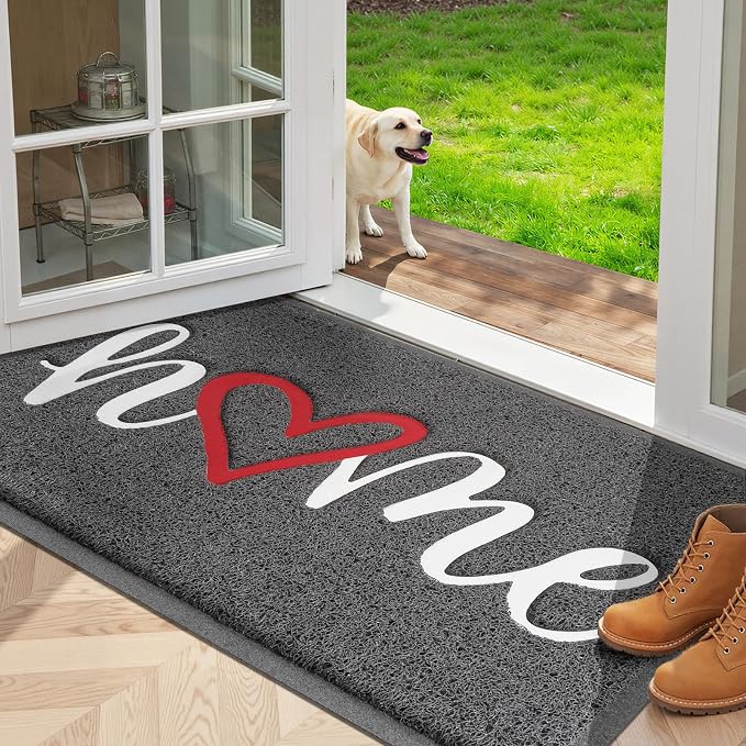 StepLively Door Mat Home Welcome Mats Outdoor and Indoor, Heavy-Duty Low-Profile Non-Slip Durable Front Welcome Mat Doormat for Home Entrance, Outside Entry, Yard, Floor, Patio (35''x24'', Grey) by StepLively