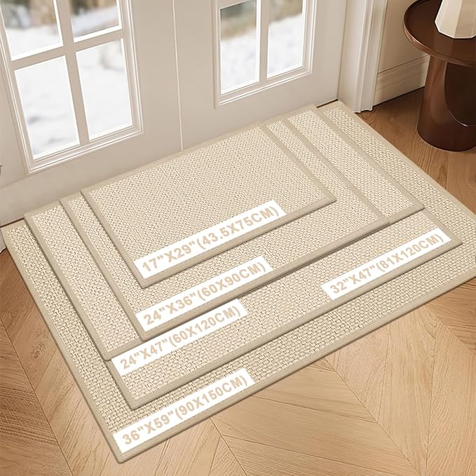 LEKEEPGO Door Mat 32"x47", Non Slip Door Mat Indoor Entrance, Rubber Backing Front Indoor Doormat Washable Absorbent Low-Profile Entryway Entry Resist Dirt Inside Door Mats, Khaki - Image 2