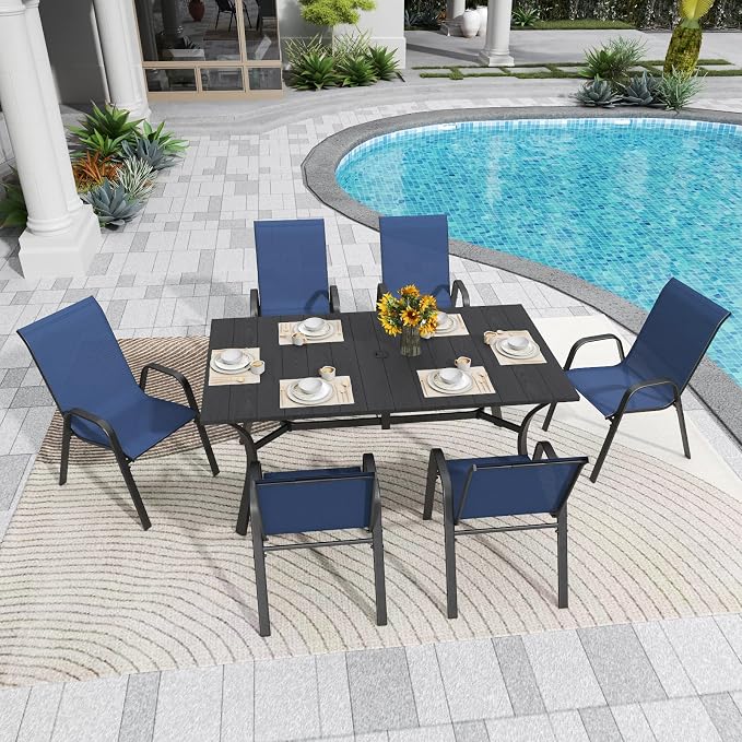 Patio Chairs Set of 8, Stackable Outdoor Dining Chairs for All Weather Textilene Fabric & Metal Frame, Outdoor Chairs Set for Backyard Deck Garden - Image 4