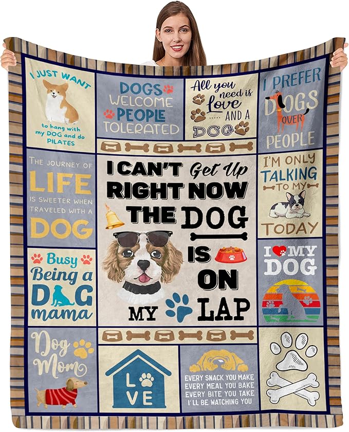 Dog Lover Gifts for Women, Dog Mom Gifts for Women, Dog Throw Blanket 60"x80", Presents for Dogs Lovers/Mom, Presents for Dogs Owners Blanket, Doggie Blanket