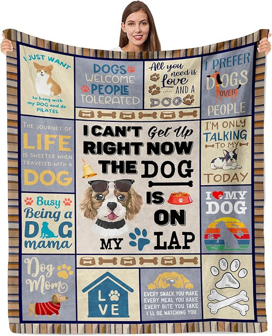 Dog Lover Gifts for Women, Dog Mom Gifts for Women, Dog Throw Blanket 60"x80", Presents for Dogs Lovers/Mom, Presents for Dogs Owners Blanket, Doggie Blanket