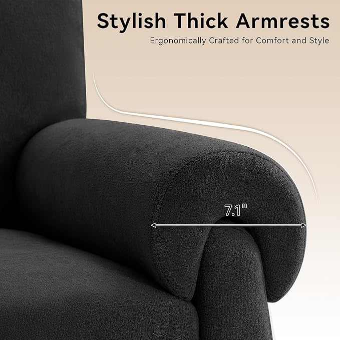 Oversized Accent Chair, Comfy Living Room Chairs, Single Sofa Chair with Thick Cushion and Armrests, Upholstered Arm Chair for Living Room, Modern Armchair, Reading Chair for Bedroom, Black