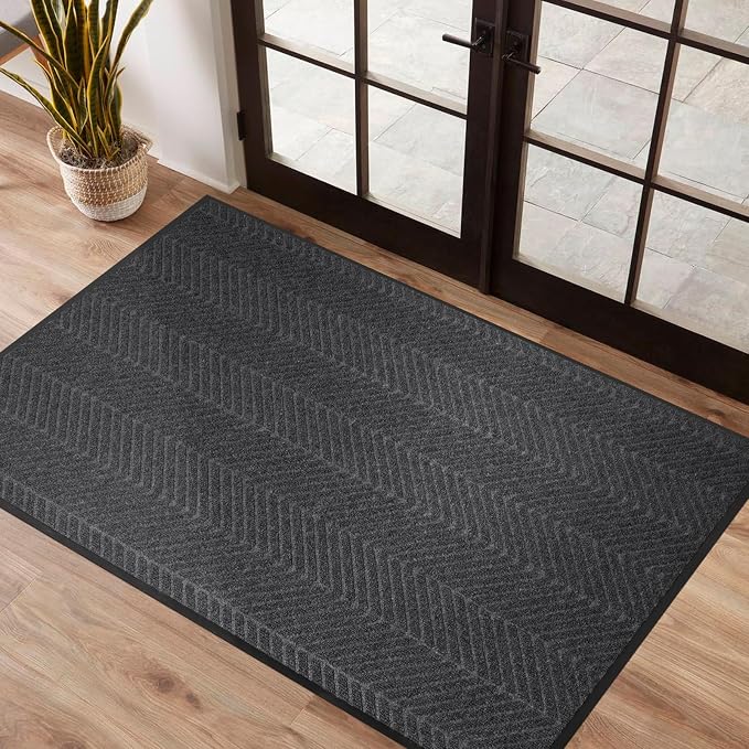 Front Door Mat Indoor Outdoor Entrance, 3' x 6' Heavy Duty Doormat for Entryway, Absorbent Low Profile Welcome Mats Non-Slip, Trap Dirt Durable Mats for Home, Patio, Garage by MYMEELY