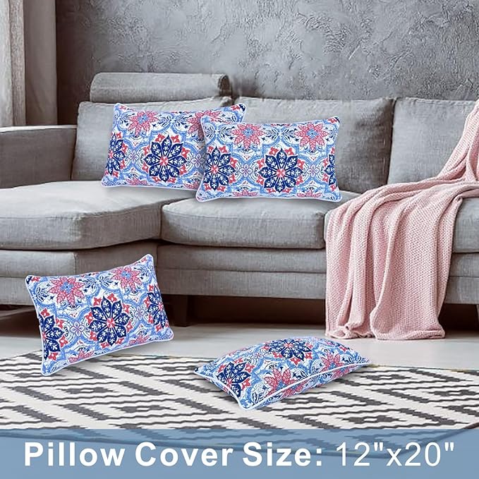 JMGBird Outdoor Lumbar Pillows Pack of 2 Outdoor Decorative Pillows with Insert Included 12×20 Inch Outdoor Pillows for Patio Furniture