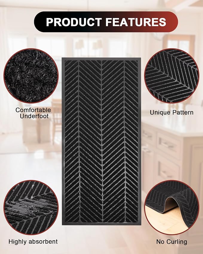 Front Door Mat Indoor Outdoor Entrance, 4' x 8' Heavy Duty Doormat for Entryway, Absorbent Low Profile Welcome Mats Non-Slip, Trap Dirt Durable Mats for Home, Patio, Garage - Image 8