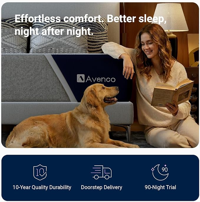 Avenco 10 Inch Twin Mattress with Open-Cell Foam for Breathable Comfort, Gel Memory Foam Twin Size Mattresses with Removable Cover, CertiPUR-US Certified Mattress in a Box