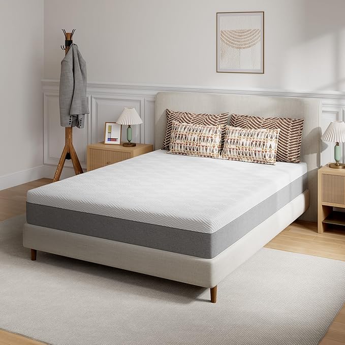 Novilla 10 Inch Twin XL Gel Memory Foam Mattress in a Box, Back Pain Relief & Body Support, Grey, CertiPUR-US Certified
