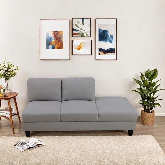 Sectional Couches for Living Room Furniture, 4 Seat L Shaped Couches with Ottoman, Modular Sectional Sofa for Apartment Furniture Sets, Grey