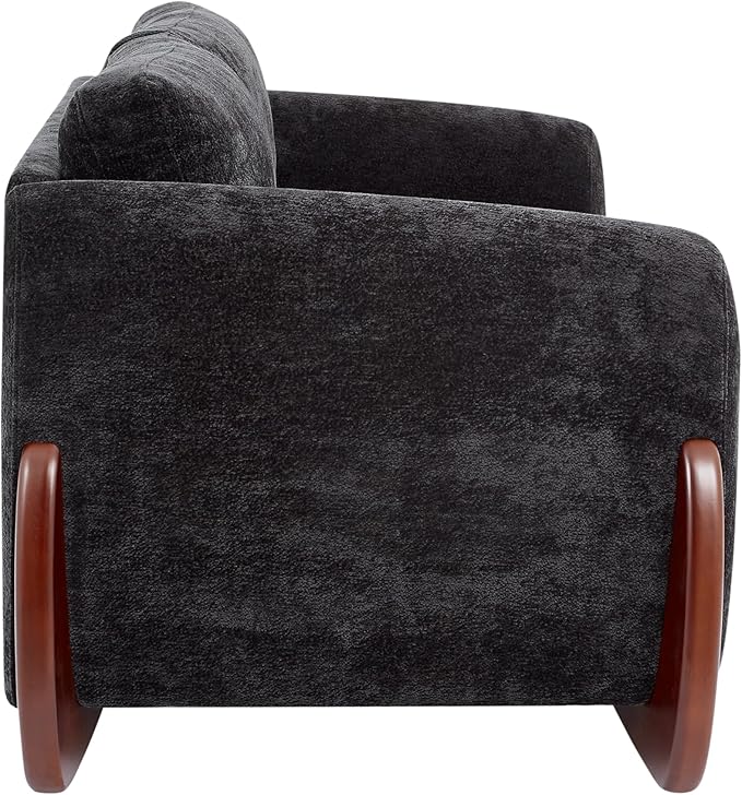 Christopher Knight Home Taki 89 Inches Sofa Couch, Cozy Chenille Upholstered 3-Seater Sofa, Wood Frame Couches, Comfy Home Sofa Living Room and Office, Lounge Seating with Armrests, Black