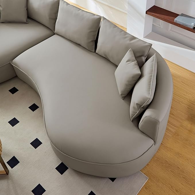 ERYE Luxury Curved Upholstered Sectional Sofa for Living Room, 129" Oversized Unique Curved Leisure Sofa Couch with Left Facing Chaise Lounge & 7 Pillows for Home Apartment
