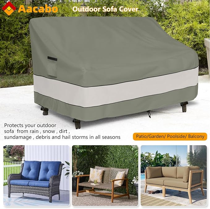 Outdoor Sofa Cover,Patio Loveseat Cover,3-Seater Bench Cover,Waterproof Heavy Duty Patio Furniture Covers,76W x 32.5D x 33H Inches - Image 3