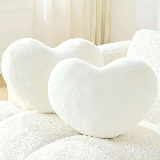 2PCS Throw Pillows Heart Pillow Home Decor Decorative Couch Pillows Bed Pillows Outdoor Pillows Valentine Gifts,White 9"*13"