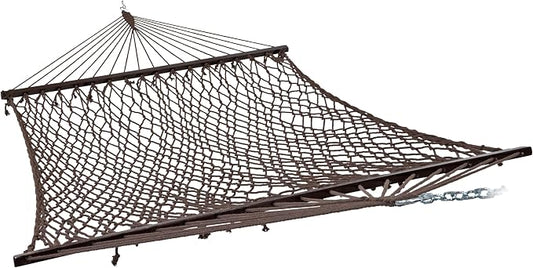 Sunnydaze Cotton Rope Hammock for Outside - 450-Pound Capacity Indoor or Outdoor Hammock with Spreader Bars - Brown by SunnydazeDecor