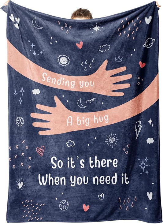 Afterprints Get Well Gifts for Women Men, Hug/Healing Blanket, Thinking of You/Cancer Care/Sympathy/After Surgery Gifts for Friends, Sister, Coworkers, Soft Throw Blankets 60'' x 80''