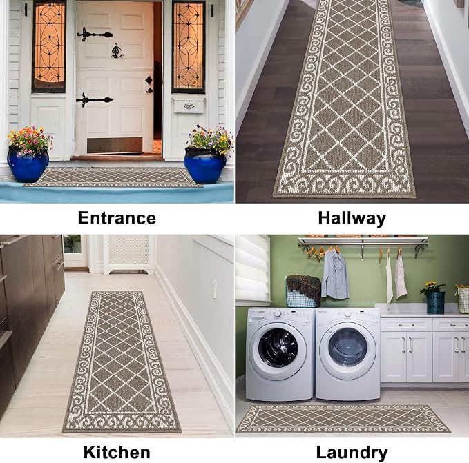 HEBE Washable Runner Rug 20"x59" Indoor Door Mat Runners,Non Slip Dirt Trapping Rug Runner Floor Mats Carpet Runners for Entryway Hallway Kitchen Garage Laundry Room - Image 3