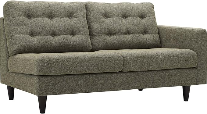 Modway Empress Mid-Century Modern Upholstered Fabric Right-Arm Loveseat in Oatmeal