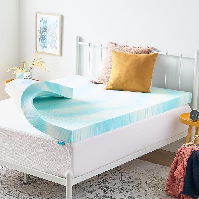 Linenspa 4 Inch Swirl Gel Memory Foam Mattress Topper, King Size – Cooling Gel Infused, Ventilation Holes – Pressure Relieving Bed Topper – CertiPUR Certified