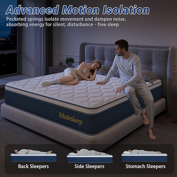 12″ Twin Hybrid Mattress – Balanced Support & Comfort, Cooling Breathable Foam + Pocket Coils, Motion Isolation, Reinforced Edges, CertiPUR-US, Fiberglass-Free, Mattress in a Box