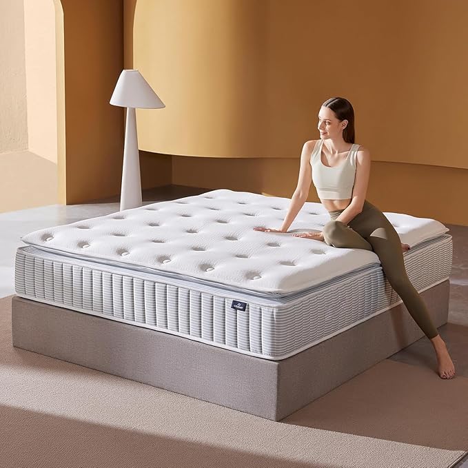– 14 Inch Queen Mattress – Real Hybrid Queen Size Mattress Memory Foam, Reinforced Edge Support, Zoned Coils for Pressure Relief and No Motion Transfer (Queen (14 Inch))