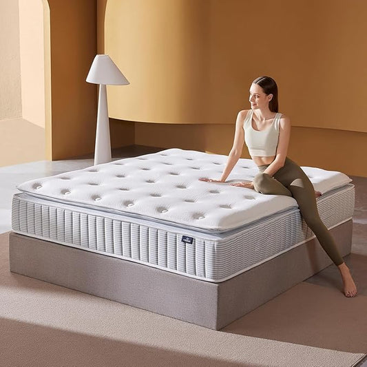 – 14 Inch Queen Mattress – Real Hybrid Queen Size Mattress Memory Foam, Reinforced Edge Support, Zoned Coils for Pressure Relief and No Motion Transfer (Queen (14 Inch))