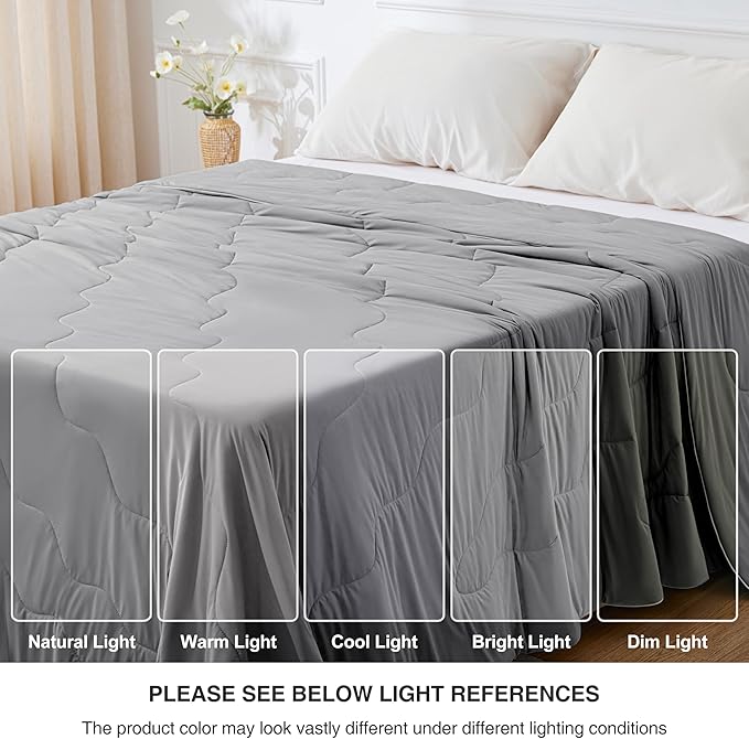 Love's cabin Cooling Comforter King Size, Double Sided Cooling Blankets for Hot Sleepers, Q-Max>0.4 Instant Cool-to-Touch, 2X Breathable & Moisture-Wicking, Oeko-TEX Certified, 108"x90" Grey