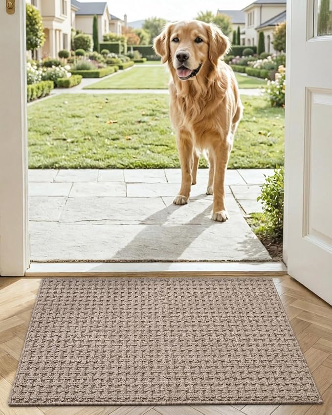 DEXI Front Entryway Door Mat Non Slip 17x30, Washable Entry Way Mats Inside Entrance Low Profile, Welcome Doormat Dirt Trapper for House Floor Home Porter Hall Backdoor Area, Light Taupe - Image 8