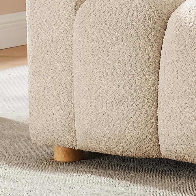 Modern Oversized Living Room Chairs, 40" Wide Boucle Accent Chairs with Deep Seat and Wooden Legs, Comfy Reading Arm Chair for Bedroom, Apartment, Beige