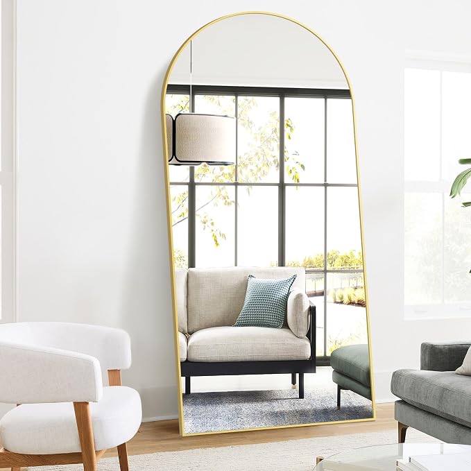 TRAHOME Full Length Arched Mirror, 75"x35" Standing Floor Full Body Mirror for Wall with Aluminum Alloy Frame for Bedroom, Living Room, Dressing Room(Gold) - Image 6