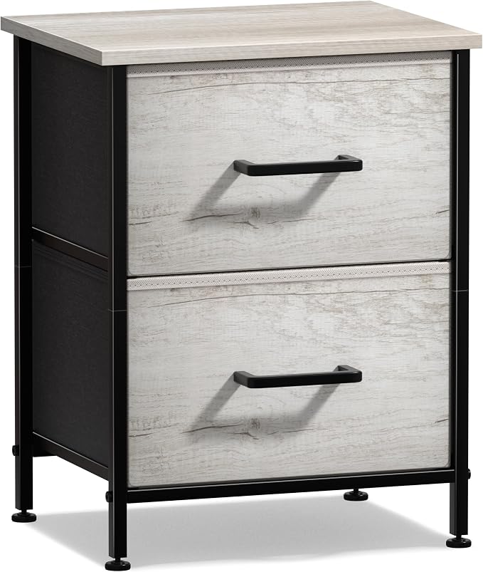 Sorbus Nightstand Dresser with 2 Faux Wood Drawers - Bedside Table Chest with Storage Bedroom, Living Room, Closet & Dorm Furniture Lamp Stand - Steel Frame, Wood Top, Easy Pull Fabric Bins - Image 7