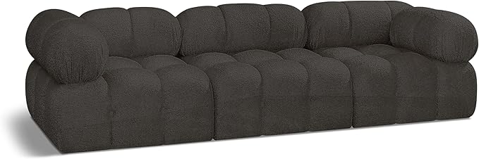 Meridian Furniture 611Brown-S102A Ames Collection Modern | Contemporary Modular Sofa with Rich Brown Boucle Fabric, Modular to Create Infinite Configurations, 102" W x 34" D x 28" H, Brown
