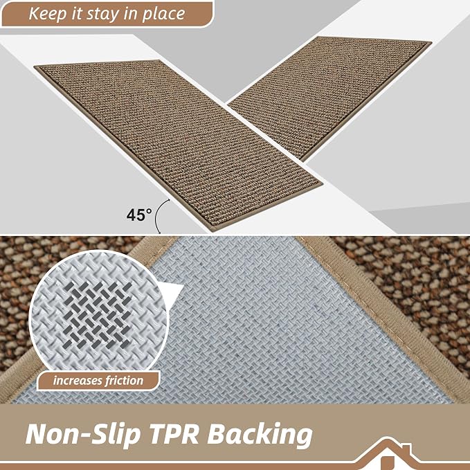 BEQHAUSE Dirt Trapper Door Mat 24" x 60", Non-Slip Washable Doormats Entrance Mat, Dirt Resistant and Absorbent Welcome Mat, Low Profile Floor Mats for Front Back Door and Entryway, Beige - Image 6