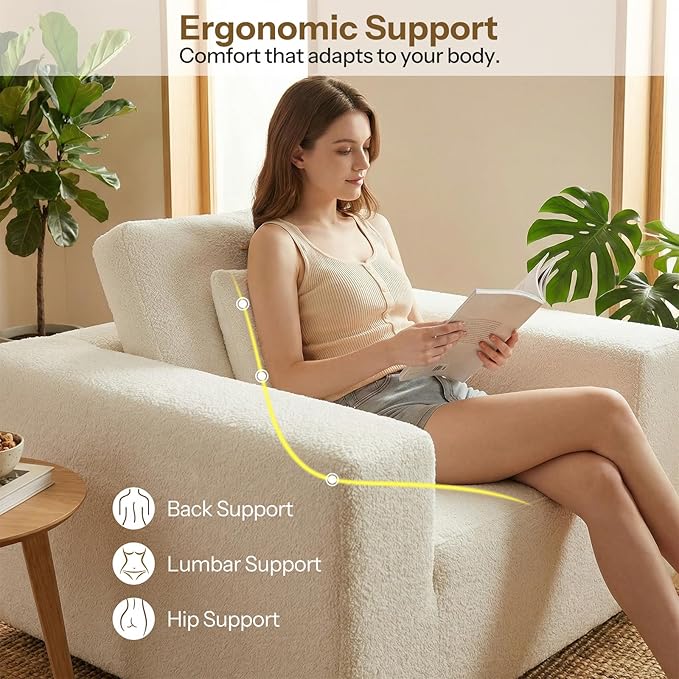 Life Balance Modular Sectional Sofa for Living Room, Modular Design Easy to Assemble, Cloud Soft Fabric, White (Sherpa Fabric)