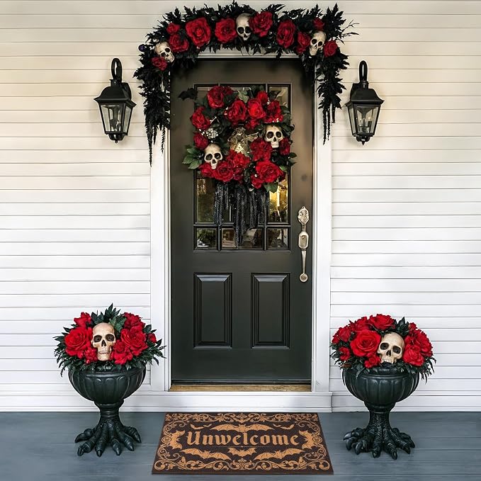 Gothic Bat Door Mat for Front Door, Doormat Outside Entrance with Unwelcome Design, Gothic Decor for Porch and Entryway, Indoor Outdoor Use, 17'' x 29.5''- Black - Image 2