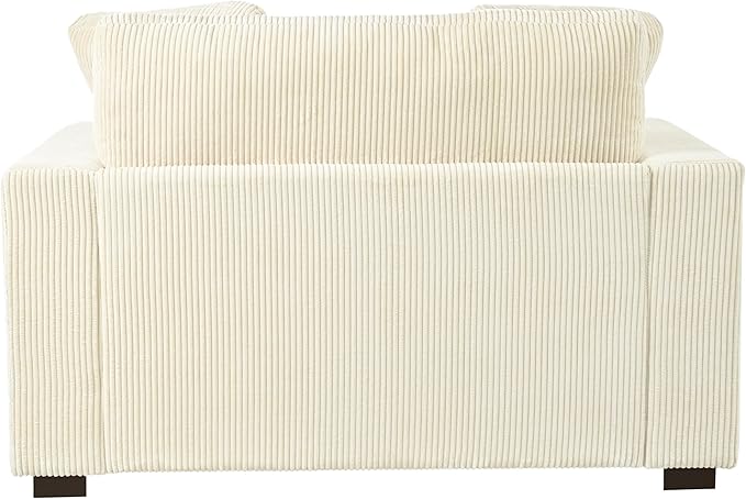 Christopher Knight Home Larrz Oversized Chaise Lounge Chair Indoor, Corduroy Upholstered Sleeper Sofa Couch, Durable Wood Frame, Deep Seat Reading Chair with 2 Throw Pillows and Armrests, Beige