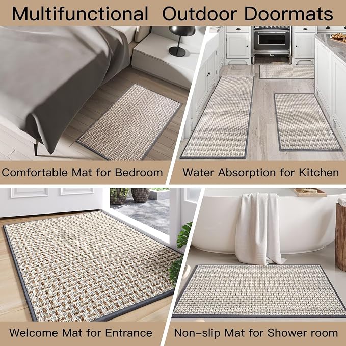 YDKGL Door Mat Entrance 24"x35", Dirt Resistant and Absorbent, Non-Slip Rubber Backing Floor Mats, Easy Clean Low-Profile Doormat for Entryway, Front Door, Inside Entrance, Grey - Image 8