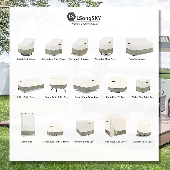 Patio Adirondack Chair Cover 2 Pack,Waterproof Heavy Duty Outdoor Chair Covers,Patio Adirondack Chair Cover for Outdoor Chair(33 W x 35 D x 36 H inches),Beige - Image 2