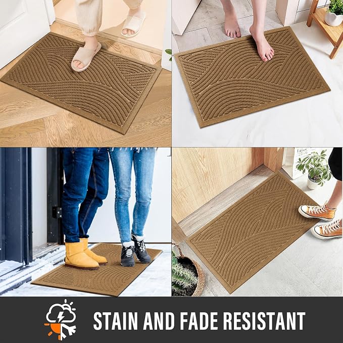 HIYARD Sturdy Front Door Mat, Absorbent Muddy Dirt Resist Welcome Door Mats Outdoor Indoor, Stain and Fade Resistant, Non-Slip Backing Entry Mat Low Profile Doormat for Entryway, 29×17, Brown - Image 3
