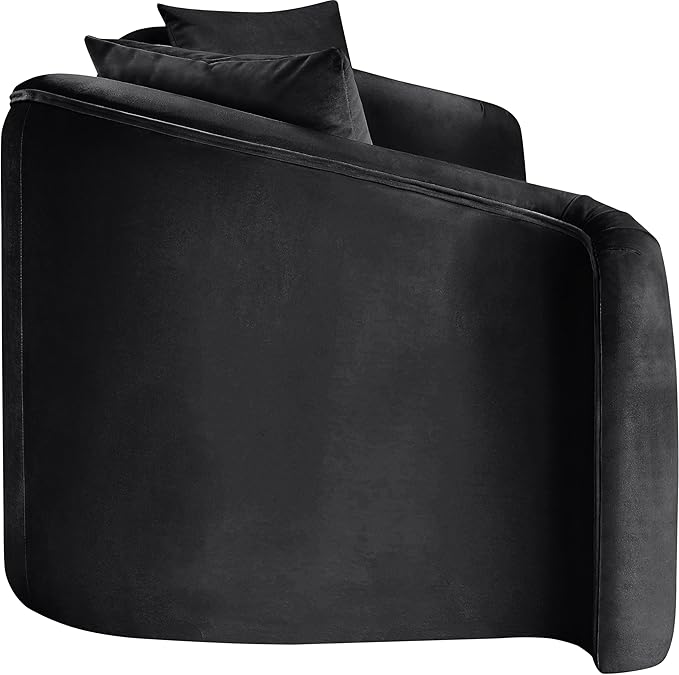 Meridian Furniture 44052Black-S Destin Collection Modern | Contemporary Sofa with Ultra Luxe Black 460 GSM Velvet, Rich Curves, 91" W x 34.5" D x 31" H, Black