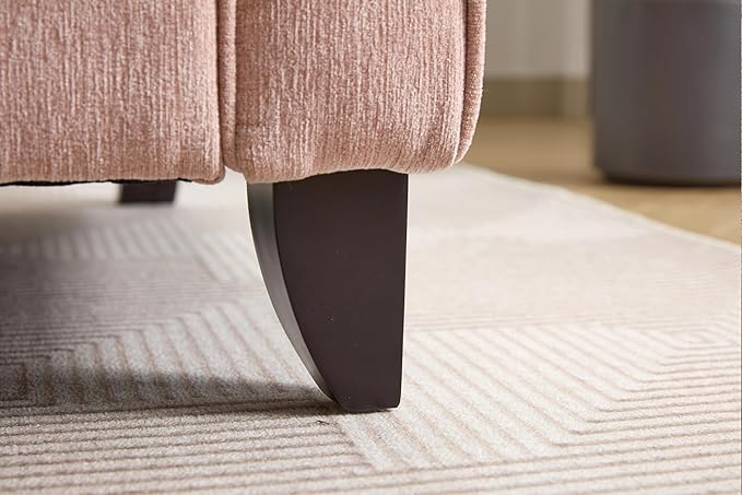 46.3 Inch Oversized Armchair Chenille Fabric Chair and a Half Single Sofa with Pillow Removable Washable Covers Rubberwood Legs Ruffled Armrests for Living Room Bedroom Office Apartment, Pink
