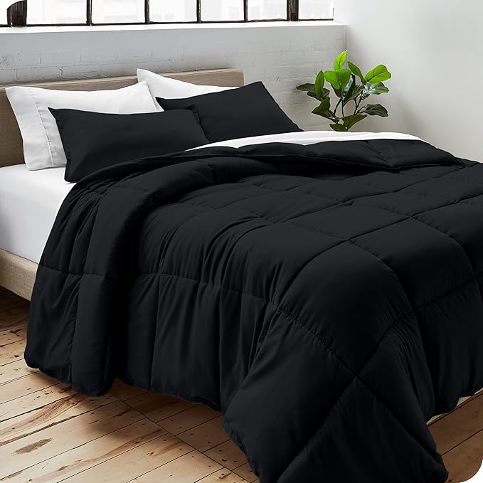Bare Home Duvet Insert Comforter - Queen Size - Goose Down Alternative - Ultra-Soft - Premium 1800 Series - All Season Warmth - Bedding Comforter (Queen, Black)