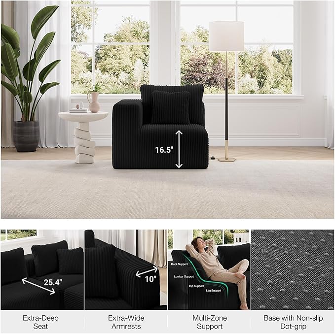Novilla Modular Sectional Sofa, Modern Cloud Sectional Couch with Smarts Coil® Support, Upholstered Boneless Couch for Living Room Apartments Bedroom, No Assembly Required (Ottoman)