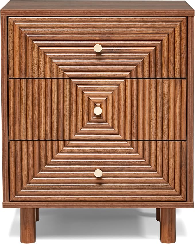 RoyalCraft Nightstand with Drawers, Wood Night Stand for Bedroom, Small Bedside Table with Solid Wood Legs, End Table Storage Cabinet for Small Space, Brown - Image 7